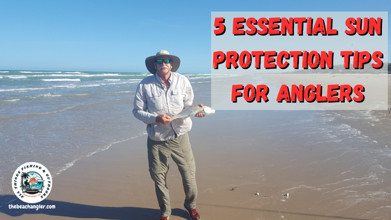 Sun protection for anglers - Ken Kuhn wearing his long-sleeved fishing shirt, long pants, wide-brimmed fishing hat, polarized sunglasses, and sunscreen.