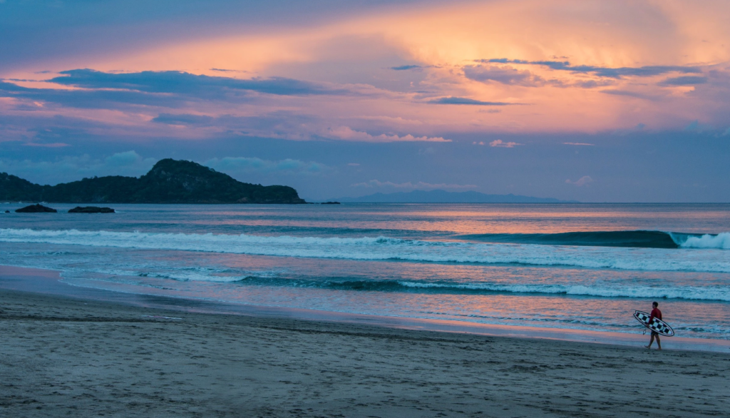 Surf fishing in Nicaragua - Photo of the beach at Playa Colorado Nicaragua at sunset