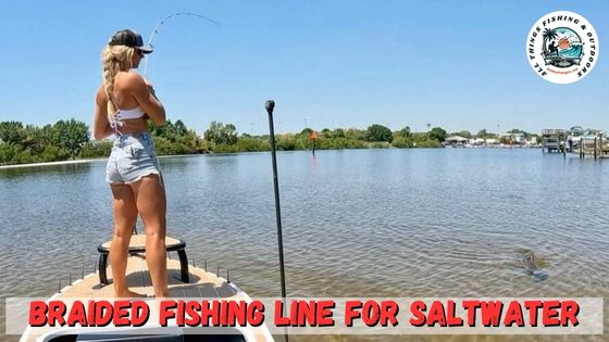 Lady angler fighting a shark from the front of her boat using a spinning reel spooled with Braided fishing line