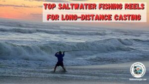 long-distance casting reels showing angler on the beach making a long cast into the surf