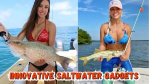 Saltwater Gadgets - Lady angler using a fish gripper to land a snapper and another lady angler with a nice speckeled trout caught using a popping cork rig