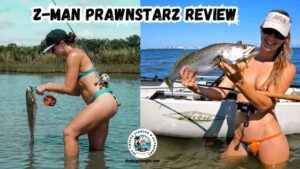 Z-Man PrawnStarZ - two lady anglers using softplastic lures one with a nice speckled trout and the other with a slot redfish