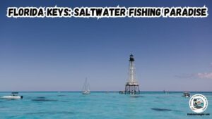 Several boats anchored near a channel marker and are fishing in the Florida Keys.