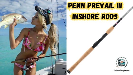 Penn Prevail III featured image with lady angler holding a fish in one hand and acting like she is about to kiss it.