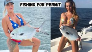 Fishing for Permit featured image showing two lady anglers holding a large permit while standing in a boat.
