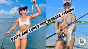 Baits and Lures for Inshore Saltwater Fishing featured image showing a lady angler with a nice speckled trout caught with an artificial lure, and a photo of a lady angler holding up a small mangrove snapper.