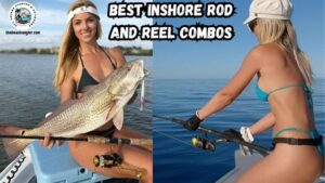 Best Inshore Rod and Reel Combos featured image showing two lady anglers using their inshore spinning rod and reel combos, with one holding up a large bull red drum.