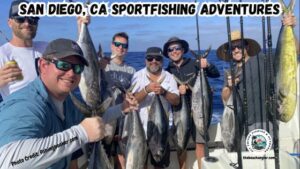 San Diego Sportfishing Adventures featured image showing a group of fishermen each holding up a tuna that they caught out of San Diego.