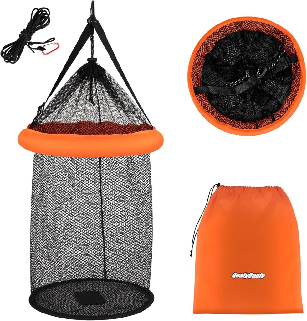 Floating live bait net mesh basket.