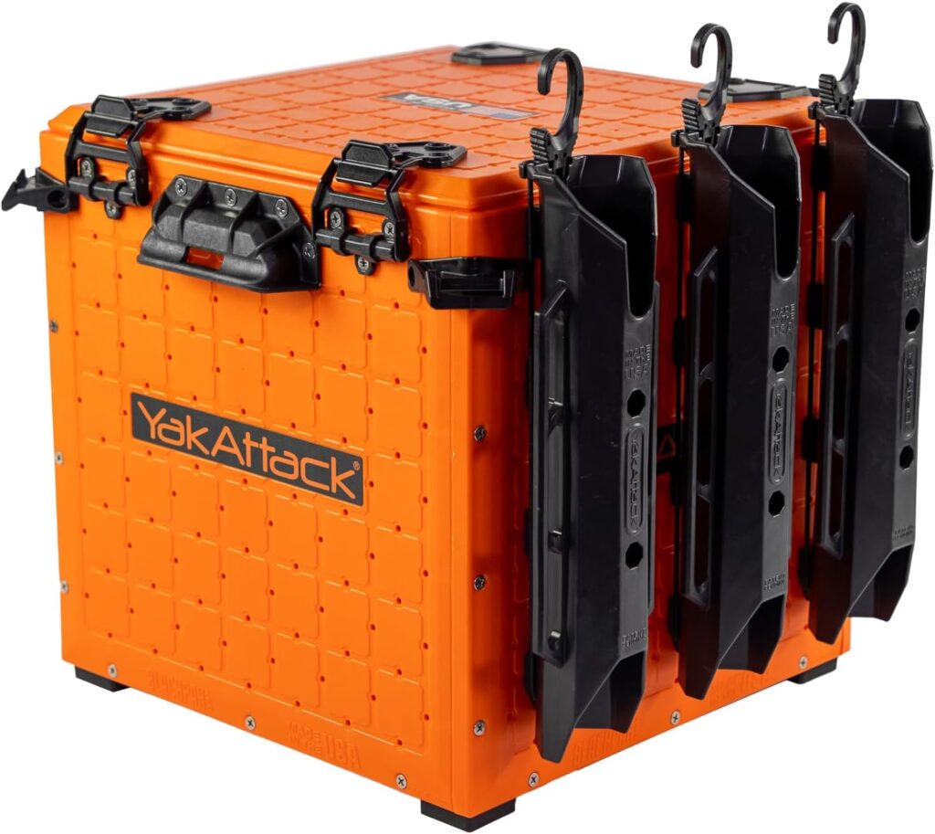 Yak Attack Kayak fishing Crate with rod holders.