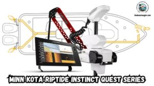 Minn Kota Riptide Instinct Quest Series Trolling motor feature image showing the Riptide Instinct trolling motor and a motor placement diagram.