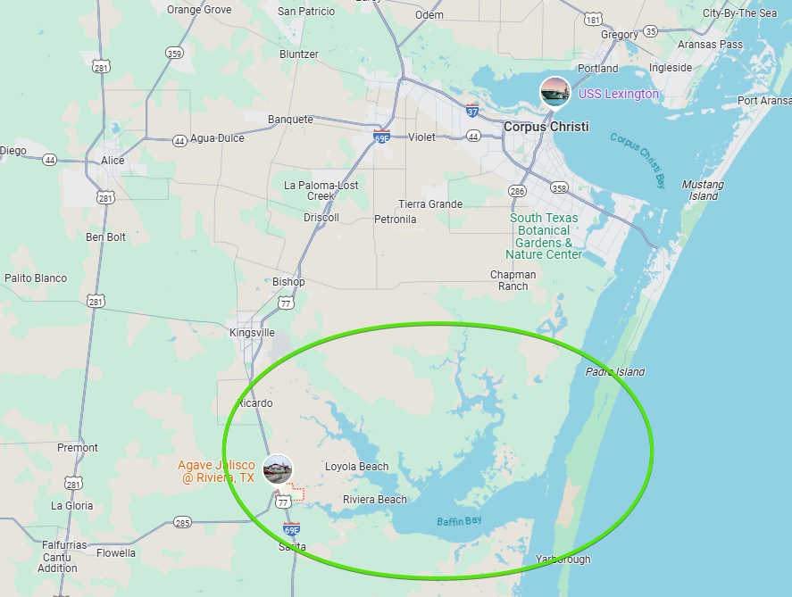 Google Map image of Baffin Bay, Texas.