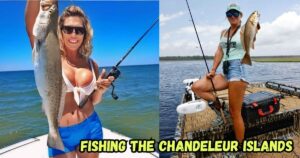 Fishing the Chandeleur Islands featured image showing a lady angler holding up a nice speckled trout next to an image of another lady angler with a slot redfish.