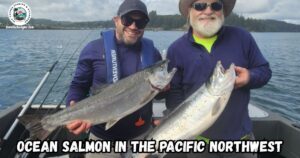 Ocean Salmon Fishing the Pacific Northwest featured image showing a father and son holding nice salmon caught off the coast of Oregon, USA.