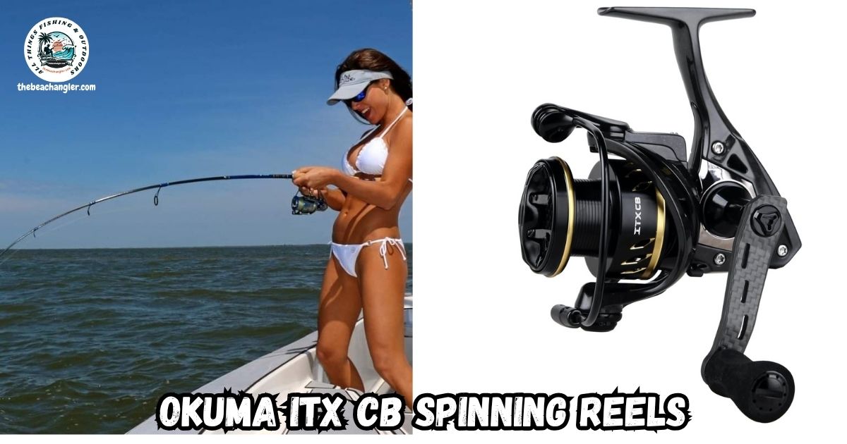 Okuma ITX CB featured image showing a lady angler hooked up with a fish while fishing from a boat with the Okuma ITX CB.