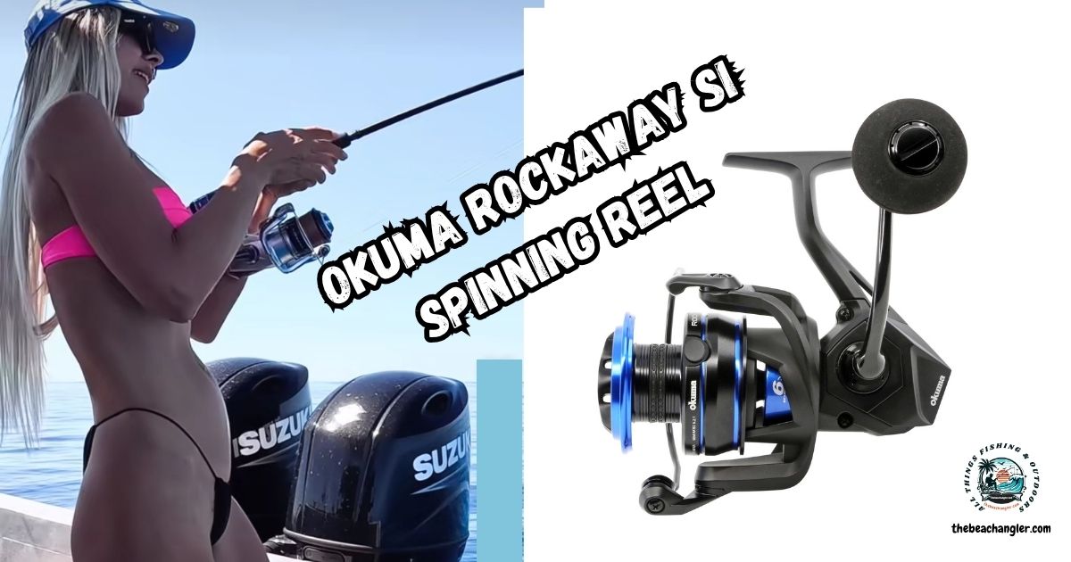 The Okuma Rockaway SI Spinning Reel featured image shows a lady angler fighting a fish from a boat using the Okuma Rockaway SI.