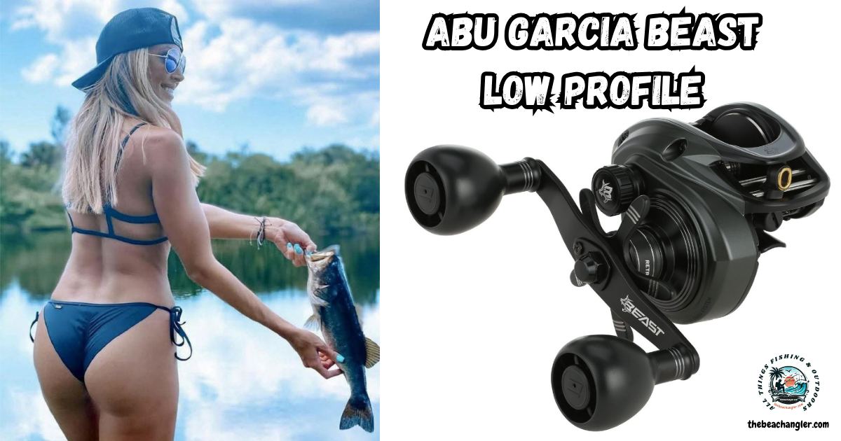 Abu Garcia Beast Low Profile featured image showing a bikini clad lady angler with a nice large mouth bass.