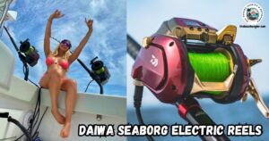 Daiwa Seaborg Electric Reels featured image showing a lady angler sitting on the side of a boat next to two electric reels.