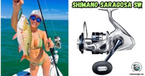 Shimano Saragosa SW featured image showing a lady angler in a boat with a nice snapper caught using a Shimano Saragosa SW spinning reel.
