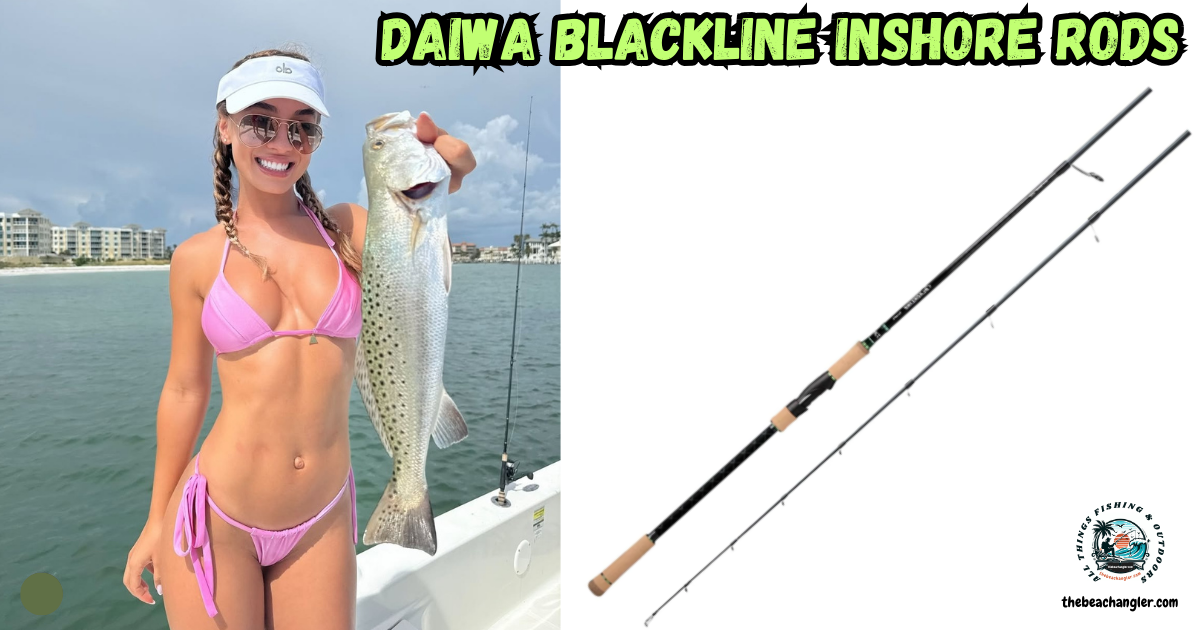 Daiwa Blackline Inshore Rods featured image showing a bikini-clad lady angler with a nice speckled trout.