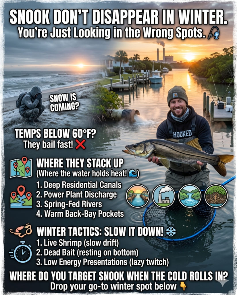 Tips for catching Snook in the winter inforgraphic.