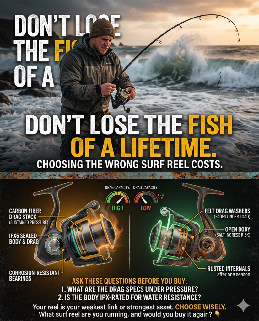 Infographic comparing spinning reels for saltwater use
